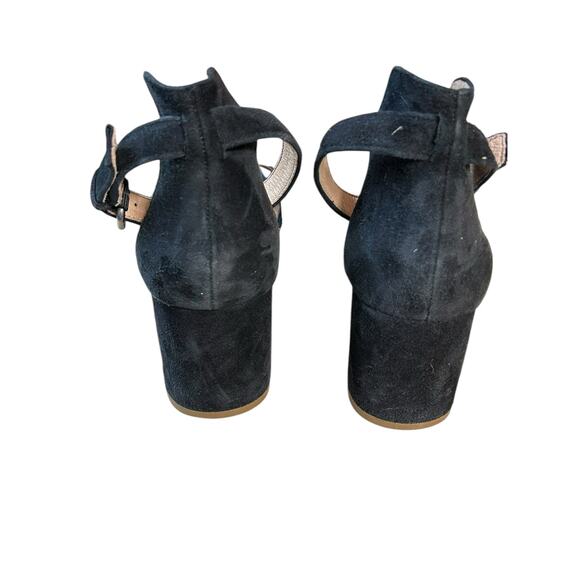 Madewell Regina Ankle-Strap‎ Sandal Black Suede Block Heel Buckle Size US 9 - Picture 7 of 9